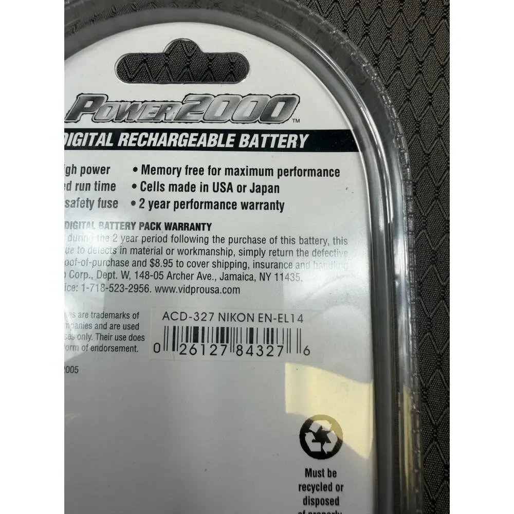 Power 2000 Rechargeable Battery Nikon ACD-327 EN-EL14 7.4V 1500mAh NEW